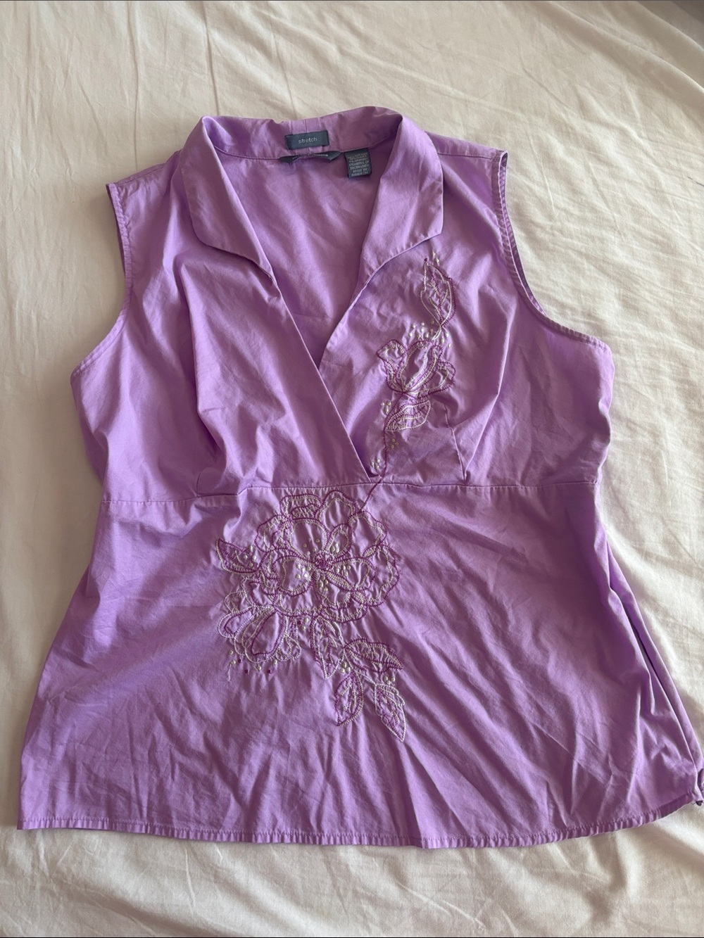 Hillard and Hanson Vintage Embroidered V-neck Top